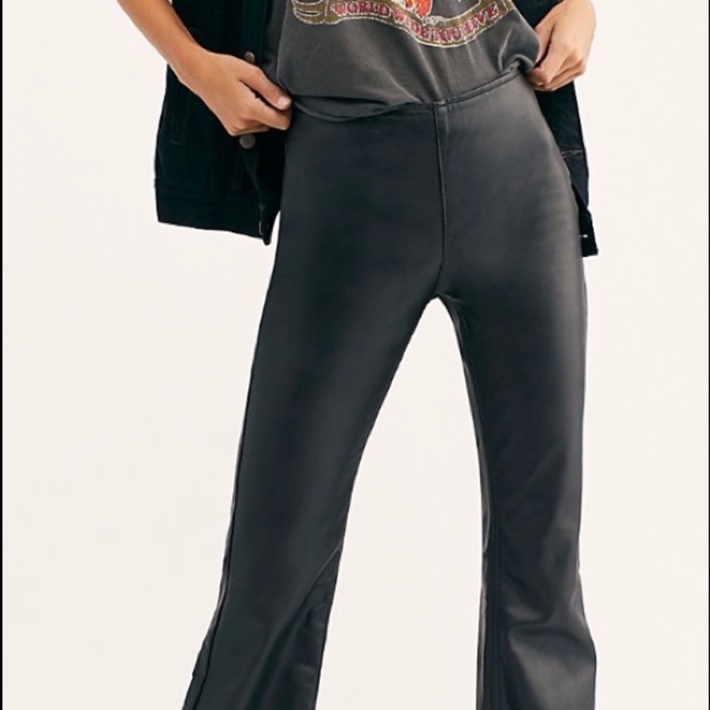 FP-Penny Vegan Leather Flare Pants, Size 29 Short